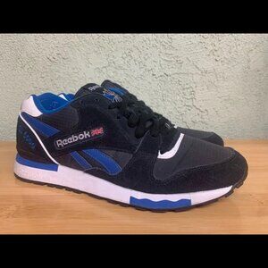 Size 10‎ - Reebok Lifestyle GL 6000 V47346 Mens Black Trust Blue Sneaker Shoes